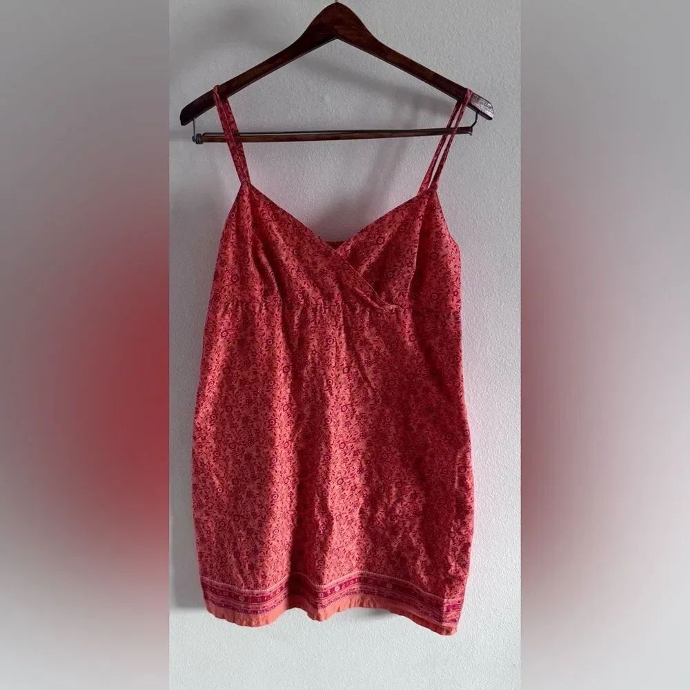 Old Navy Cotton Lined Floral Sundress Orange & Red boho hippie Cottage Size 10